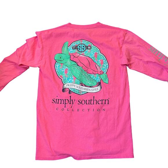 Simply Southern Women's MD Turtle Preppy Southern Style Graphic T-shirt - Picture 1 of 6